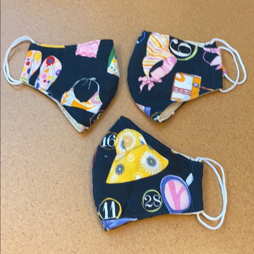 Set of 3 brand new adult masks with summer design